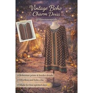 Mossimo Supply Co Womens Boho Mini Dress Long Bell Sleeve Geometric Print M